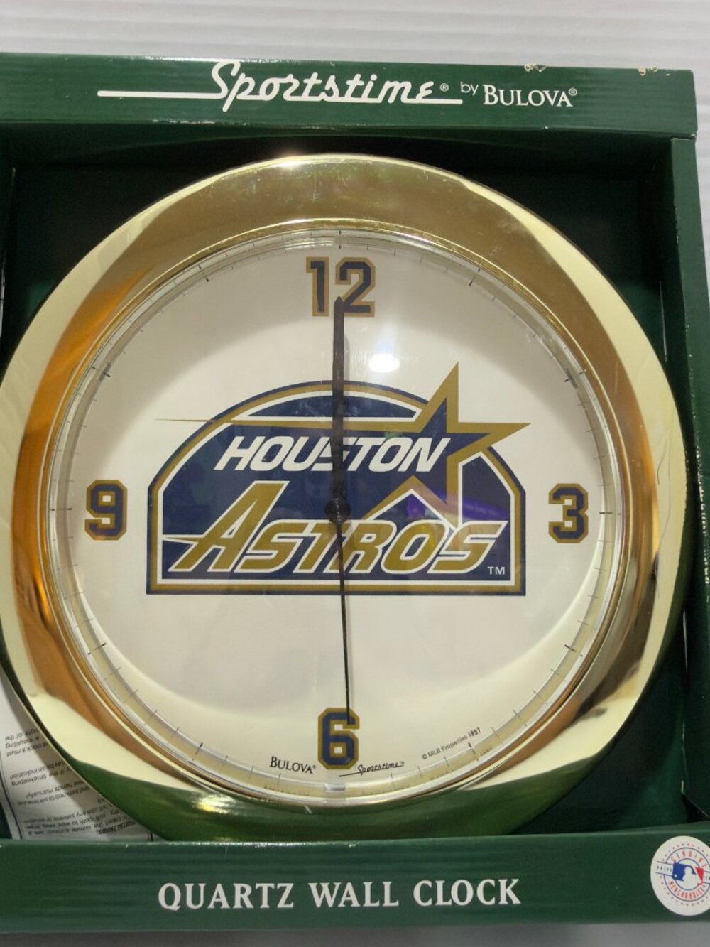 *Open Box* Vintage Houston Astros Bulova Sportstime Wall Quartz Clock